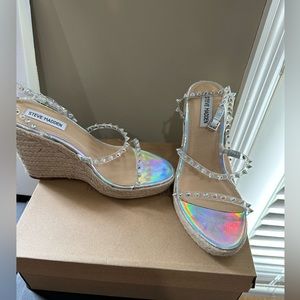 Jaxy Studded Espadrille Wedge Sandals: worn once. 7.5